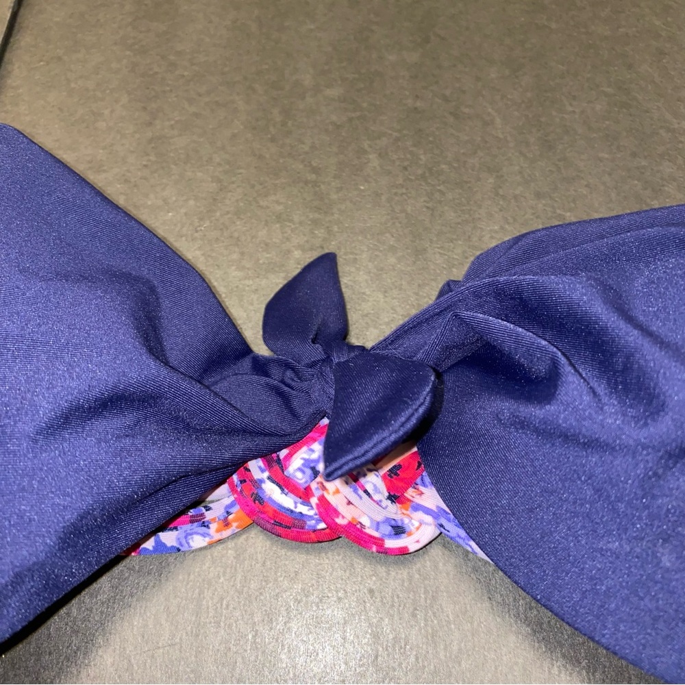 Front Tie Navy Blue Small Bikini Top - Picture 2 of 6
